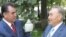 Presidents Rahmon (left) and Nazarbaev at a previous meeting in September 2007