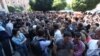 Armenia - Market traders demonstrate outside the Prime Minister's Office in Yerevan, 23Sep2014.