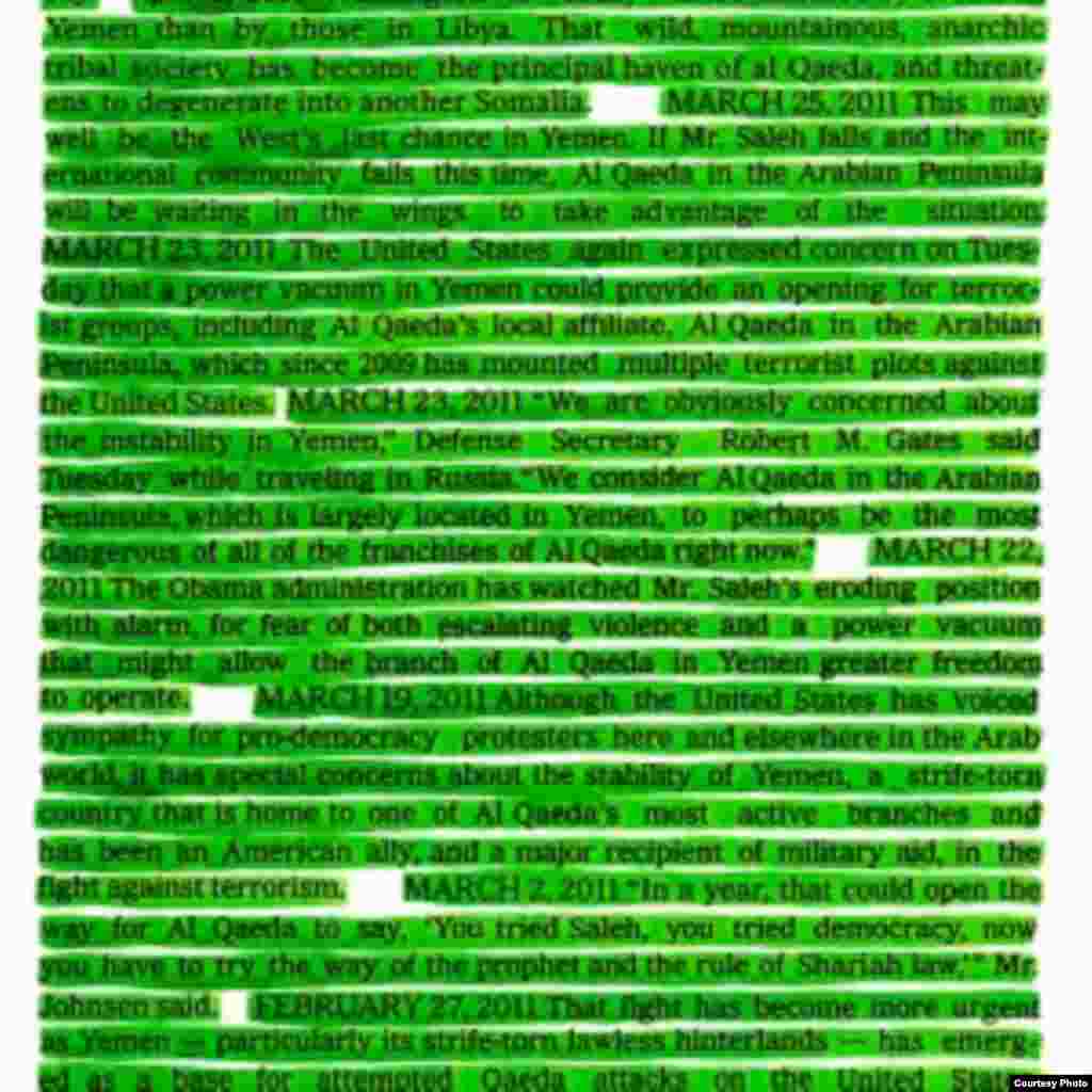 US - Osama bin Laden killed - views of artists: - A.J. Bocchino „Middle East 2011”. Source: „365 Days of Print” art blog.