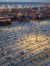 Cars awaiting export at a port in Nanjing, China. Kyrgyzstan depends heavily on imported used cars from countries such as South Korea, China, Japan, and the United States, often passing through Dubai and Iran's Bandar Abbas port. (file photo) 