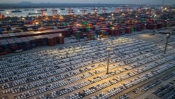 Cars awaiting export at a port in Nanjing, China. Kyrgyzstan depends heavily on imported used cars from countries such as South Korea, China, Japan, and the United States, often passing through Dubai and Iran's Bandar Abbas port. (file photo) 