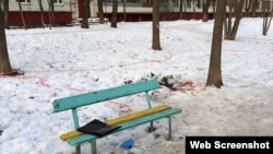 The scene of the murder of Tajik national Shohjon Rahmatshoev, who was stabbed to death in Moscow on December 26.
