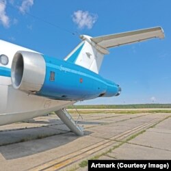 A Rolls-Royce engine on the Super one-eleven jet.