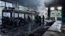 The overnight drone attack on the Ukrainian city of Kharkiv injured at least eight people, including two children.