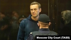 Alexei Navalnîi la tribunal, Moscova, 2 februarie 2021.