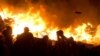 Ukraine – Protesters set fire to barricades in Kyiv. The Revolution of dignity in Ukraine. Kyiv, 18Feb2014