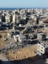 FILE PHOTO: A drone view shows the destruction in a residential neighborhood, in Gaza City