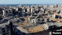 Знімок з дрона показує руйнування в житловому районі після виведення ізраїльських військ з цього району на тлі припинення вогню між Ізраїлем та «Хамас» у Газі, місто Газа, 21 жовтня 2025 року