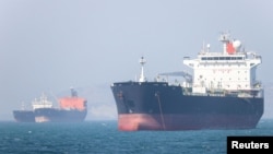 Vessels in the Strait of Hormuz near Iran on May 4. 