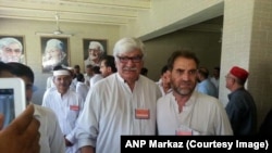 File photo of Haji Mumtaz Orakzai with Awami National Party Leader, Asfandyar Wali Khan