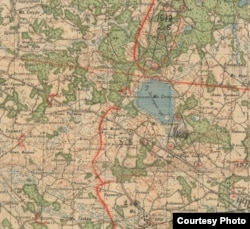Карта максим. продвиж. сов войск в р-не Ауце в авг. 1944. Хутор Циеши (на карте Тиешьи) в 1 км от линии фронта. Ист: ЦАМО / Подвиг народа.
