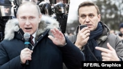 Владимир Путин и Алексей Навальный, коллаж