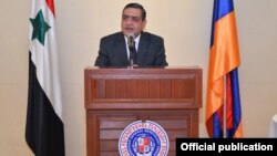 Հյուպատոս Տիգրան Գևորգյանը ելույթ է ունենում ՀԲԸՄ Սիրիայի մասնաճյուղի կազմակերպած ձեռնարկի ժամանակ