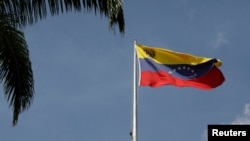 Сьцяг Вэнэсуэлы на адным з урадавых будынкаў у Каракасе, сталіцы краіны