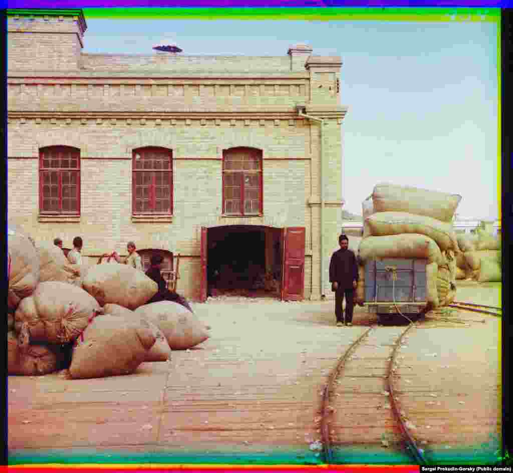 Bales of freshly picked cotton being delivered to a processing factory in Bayramaly. &nbsp;
