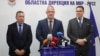 Николай Кожухаров (в средата) заедно с главния секретар на МВР Мирослав Рашков (вляво) и вътрешния министър Даниел Митов, 15 април 2025 г.