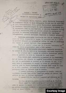 Procesul verbal din anul 1959 prin care conacul a fost transferat de la Academia Română la Societatea de Radiodifuziune