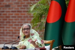 Sheikh Hasina, premijerka Bangladeša i predsjedavajuća Bangladeške Awami lige drži govor u Daki, Bangladeš, 8. januara 2024.