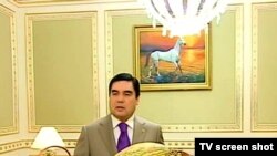 Turkmen President Gurbanguly Berdymukhammedov: "Would you like to share this melon with me?"