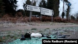 Местото на сообраќајната несреќа во близина на имотот Сандрингем во источна Англија,