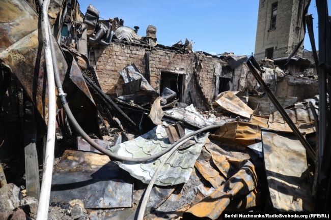 Пошкоджений внаслідок російської атаки національний музей «Чорнобиль». Київ, 24 травня 2026 року