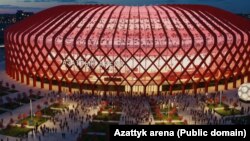 Бишкекте курулуп жаткан стадиондун жаңы эскизи.