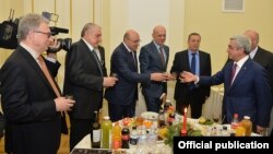 Armenia - President Serzh Sarkisian hosts a year-end reception for leading businesspeople, Yerevan, 23Dec2015.