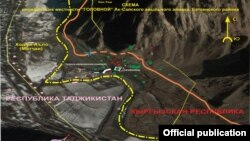 Қырғызстан мен Тәжікстан арасындағы шекара (Көрнекі сурет).