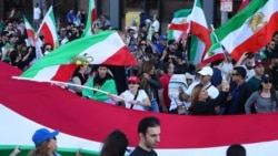 People take part in a "Free Iran" rally in Los Angeles on January 11.