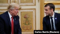 French President Emmanuel Macron meeting Trump in Paris in November.