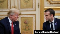 Donald Trump Emmanuel Macron u Jelisejskoj palati 10. novembra 2018.