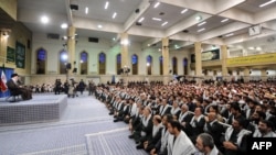 Iran's supreme leader Ayatollah Ali Khamenei speaks during a meeting with members of the Basij force, a volunteer paramilitary organisation, in Tehran, ovember 22, 2016