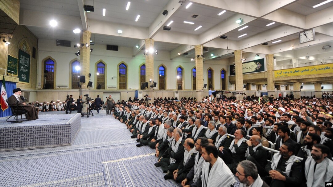 Iran's supreme leader, Ayatollah Ali Khamenei, speaks during a meeting with members of the Basij force in Tehran on November 22.