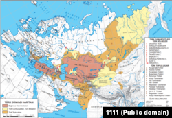 Түркияның ұлттық білім министрлігінің "Түркі әлемі" картасы (2025 жыл)