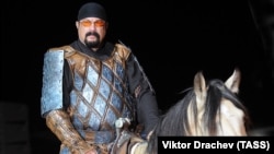 Steven Seagal on horseback at the World Nomad Games in Kyrgyzstan in 2016