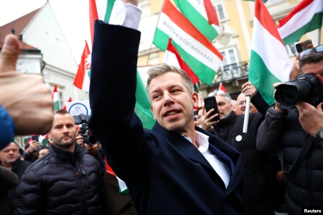 Лідер угорської опозиційної партії «Тиса» Петер Мадьяр. Угорщина, 15 листопада 2025 року