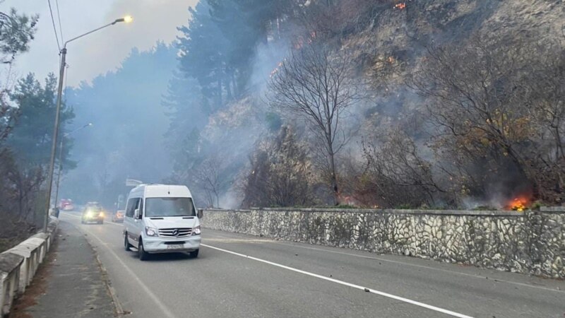Лесной пожар в Гагре достиг автотрассы Псоу-Ингури