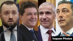 De la stânga la dreapta: Marius Voineag, actual procuror șef al DNA, Nicușor Dan, președintele României, Radu Marinescu, ministrul Justiției, Alex Florența, actual Procuror General al României (colaj foto).
