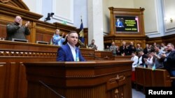 Украинанын парламенти Жогорку Радада сүйлөп жаткан поляк президенти Анжей Дуда. 22-май, 2022-жыл.