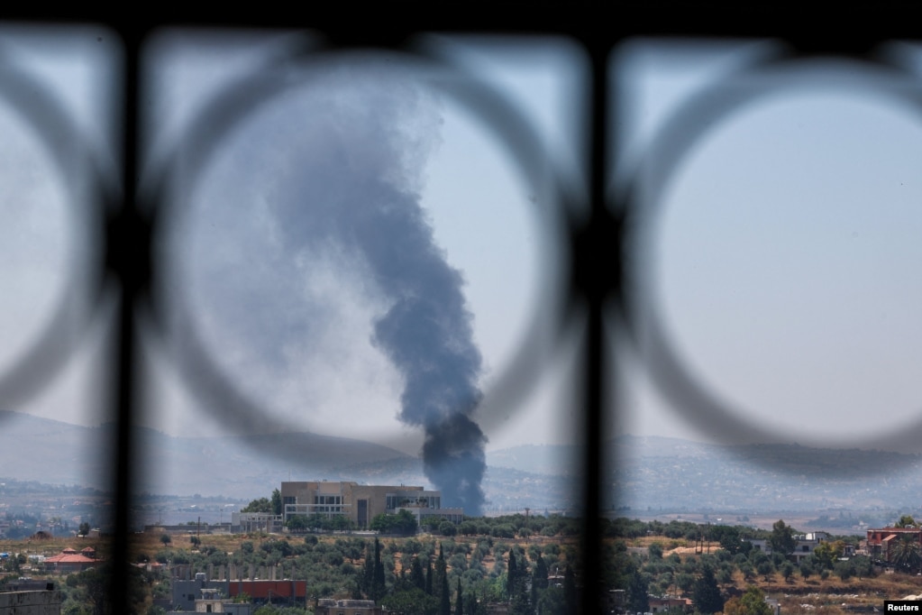Smoke billows from southern Lebanon following Israeli strikes reported by local residents on June 17.