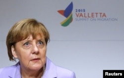 Angela Merkel la reuniunea neformală de la Valletta a liderilor UE, noiembrie 2015