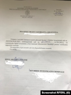 Plângerea făcută la poliție împotriva spitalului