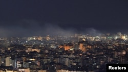 Дым над сталіцай Лібану пасьля ўдару Ізраілю 2 сакавіка 2026 году