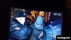 Arestarea lui Navalnîi, Piața Manejului din Moscova, 30 decembrie 2014. Imagine postată pe Twitter.