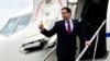 US Secretary of State Marco Rubio boards his plane at the end of a visit to Italy and the Vatican on May 8. 