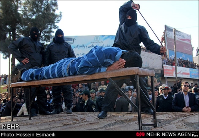 A public flogging in Iran