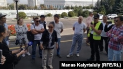 Protesters rally in Almaty to support recent Zhanaozen protests on September 4.