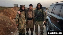 Umar al-Shishani (center), Islamic State's military emir in Syria, in one of a handful of Georgian Kist militants to attract attention.