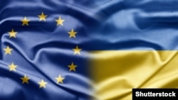 Ukraine -- Europe Union EU - Ukraine flag flags, illustration