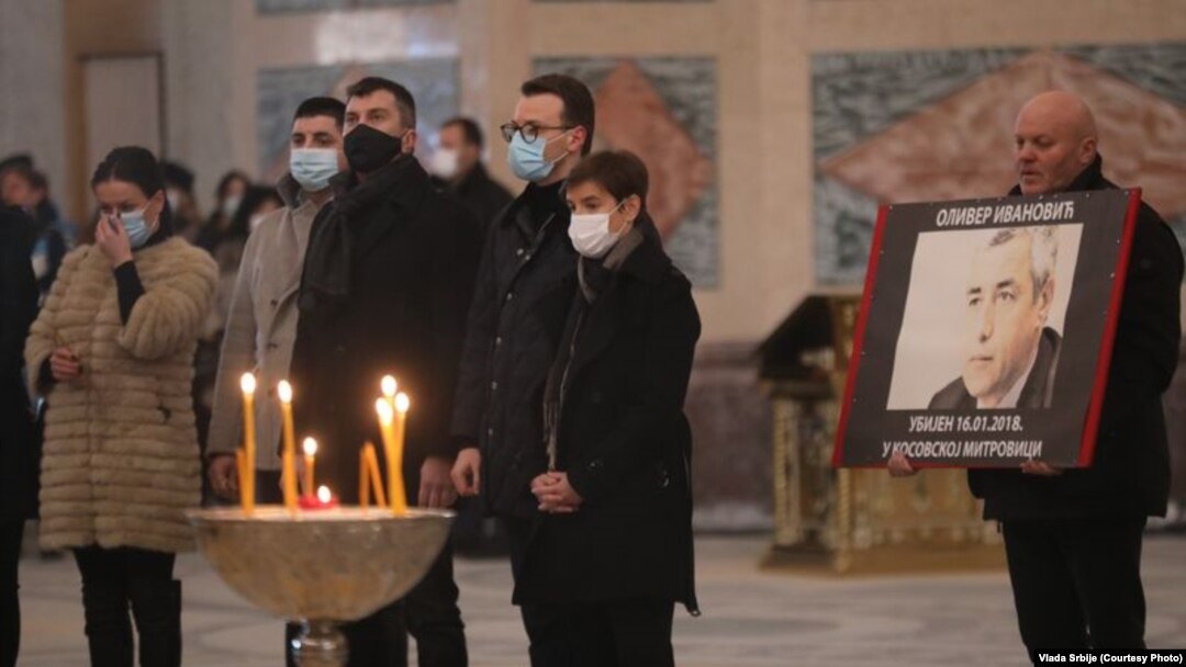  Premijerka Srbije Ana Brnabić na pomenu povodom godišnjice ubistva Ivanovića u Hramu Svetog Save u Beogradu, 16. januar